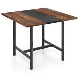 Costway Metal Office Desk Thick Top Conference Table Writing Dining Brown