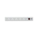 Click White 6 Outlet Surge Protected Powerboard