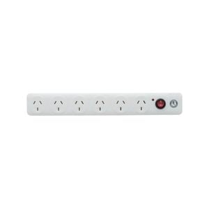 Click White 6 Outlet Surge Protected Powerboard