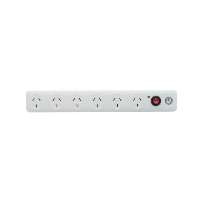 Click White 6 Outlet Surge Protected Powerboard