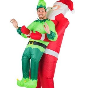 Inflatable Carry Me Santa And Elf Christmas Costume - One Size