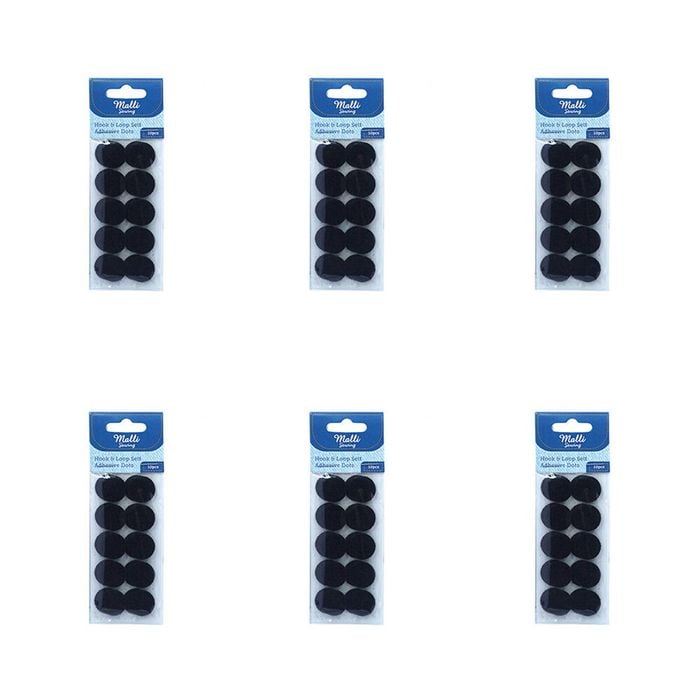 6pk Malli Sewing Round Hook & Loop Self Adhesive Dots Reusable Fabric Fastener