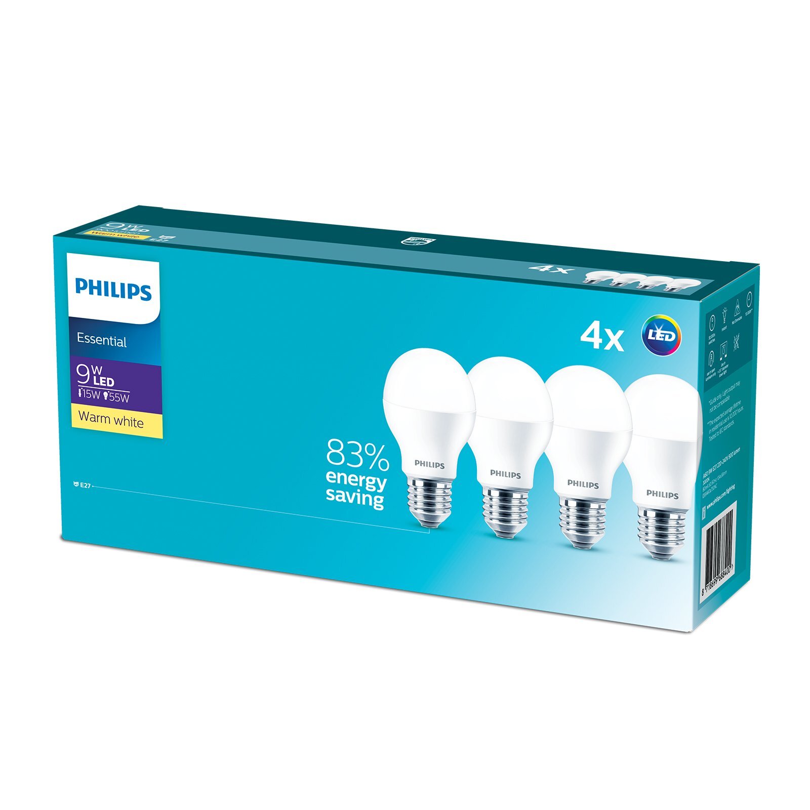 Philips A60 E27 LED 900Lm Warm White 9W Globe 4 Pack Bunnings Australia