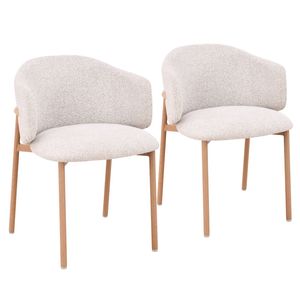 Runa Natural Oak Look Upholstered Dining Chair - Beige Fabric (Set of 2)