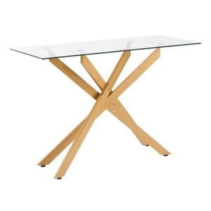 VEVOR Modern Rectangle Sofa Side Table with Tempered Glass Top and Iron Cross-Legs