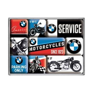 9pc Nostalgic Art Magnet Set BMW Motorcycles Fridge Metal Door Decor