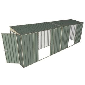 Build-A-Shed 1.2 x 6.0 x 2.0m Skillion Dual Double Sliding Side Doors Shed - Green
