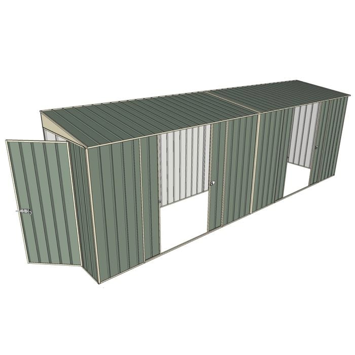 Build-A-Shed 1.2 x 6.0 x 2.0m Skillion Dual Double Sliding Side Doors Shed - Green