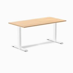 Desky Fixed Height Sublime Teak Melamine Desk 150x75cm White Leg