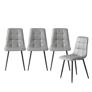 Levede 4x PU Leather Padded Seat Dining Chairs Grey