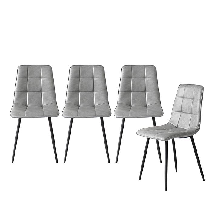 Levede 4x PU Leather Padded Seat Dining Chairs Grey
