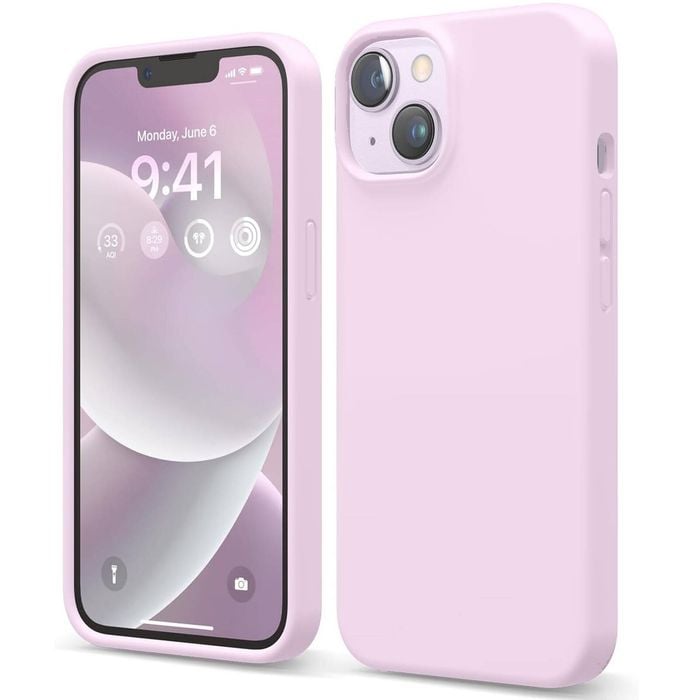 Silicone Phone Case For iPhone 14 Shockproof Microfiber Lining - Lilac