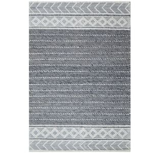 Handwoven Modern Wool Rug-Charcoal/Ivory-110x160cm