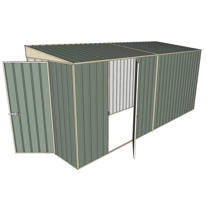 Build-a-Shed 1.5 x 4.5 x 2.0m Tunnel Shed Tunnel Hinged Door +1 Hinged Side Door - Green
