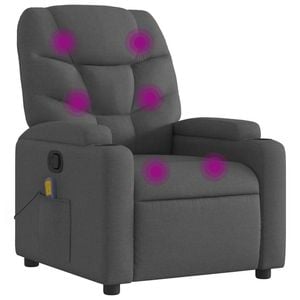 vidaXL Massage Recliner Chair Reclining Armchair Single Sofa Dark Grey Fabric