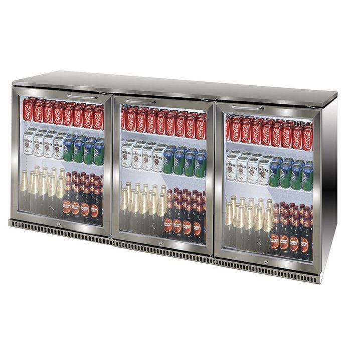 Airflo 330l Commercial Undercounter Back Bar Fridge Bottle Chiller Fridge 3 Door