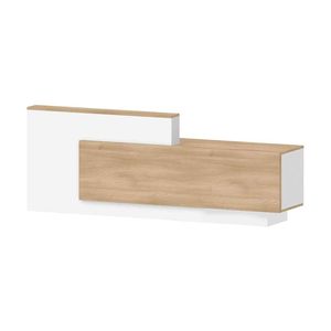 Modern Furniture HELMER Reception Desk 240cm Right Panel - Oak & White