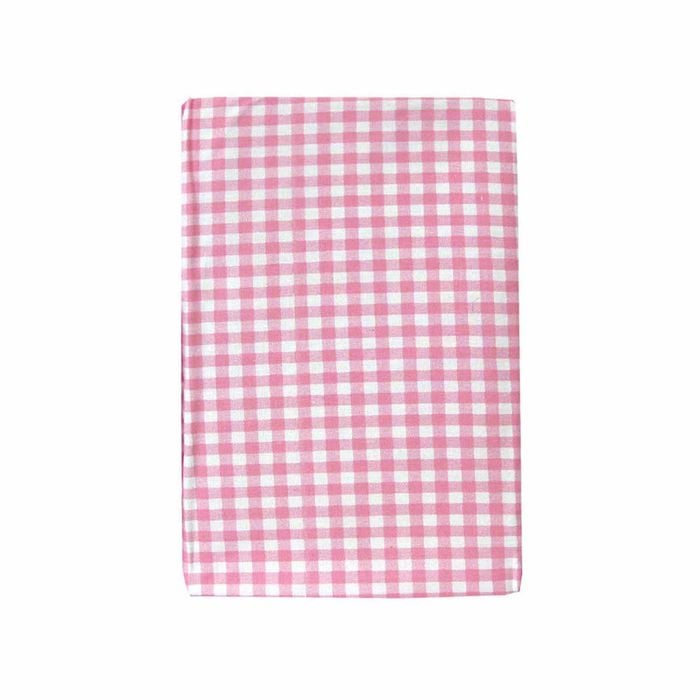 Checked Pink Bassinet Fitted Sheet with a Flat Sheet Sewed Attached