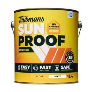 Taubmans 4L White Gloss Sunproof Exterior Paint