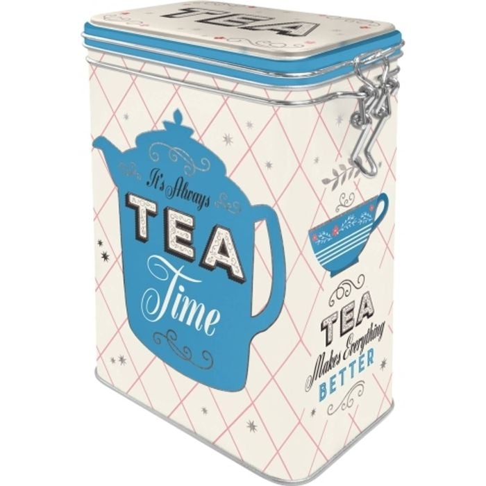 Nostalgic Art 17.5cm/1.3L Clip Top Tin Storage Tea Time