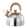 Catzon Whistling Tea Kettle 2L with Wood Pattern Cool Gripe-Silver