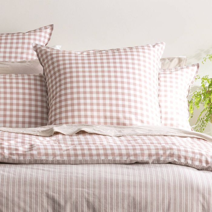 Renee Taylor Alison Yarn Dyed 65x65cm Cotton Reversible Euro Pillowcase Clay