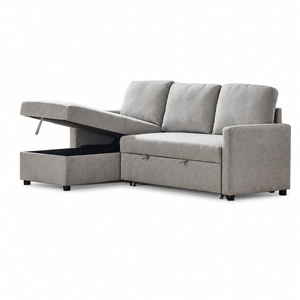 Foret 3 Seater Sofa Bed Modular Corner Pullout Lounge Storage Chaise Fabric Grey