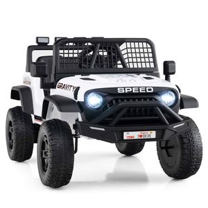 Costway 24V Ride On Car Kid Battery Powered Remote Music LED-White