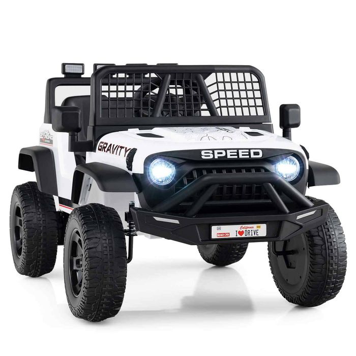 Costway 24V Ride On Car Kid Battery Powered Remote Music LED-White