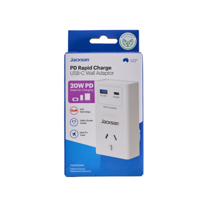 Jackson 1 Outlet Adaptor W USB 1A/1C PD20W White
