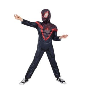Miles Morales Deluxe Halloween Costume Child Spider-Man Suit with Muscles and Mask, 9-10-YRS