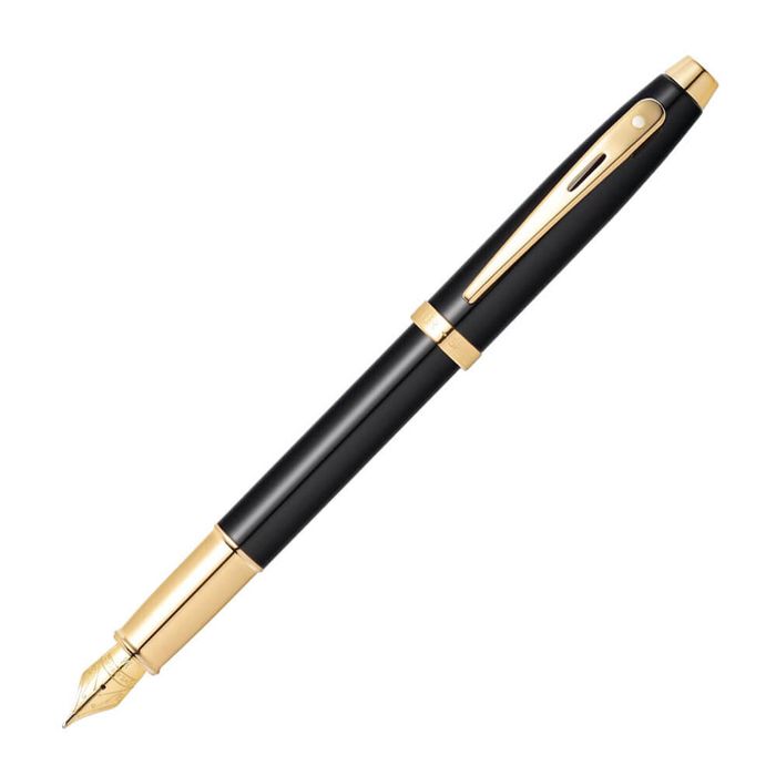Sheaffer 100 Black Lacquer w/ Gold Fountain Pen (Medium)