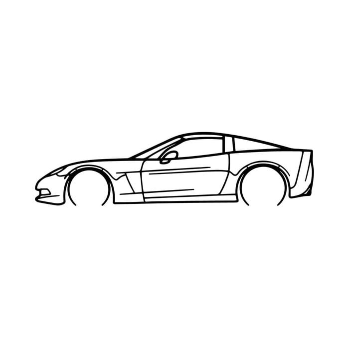 Ignite Laser Chevrolet 2005 C6 Corvette Silhouette Metal Wall Art Rustic Metal 47inch/120cm