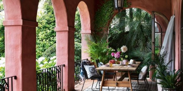 Outdoor area with timber table 