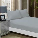 Fabric Fantastic 1000tc Ultra Soft King Size Bed Silver Fitted Sheet & 2 Pillowcases Set
