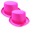 2x SATIN TOP HAT Costume Party Cap Fancy Dress Trilby Fedora One Size Hot Pink