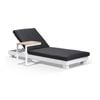 Santorini Aluminium Sun Lounge White With Side Table & Denim Grey Cushions
