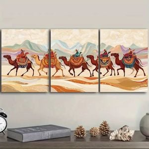3pcs Camel Caravan Desert Animals Print 100% Australian Made 3 x 40x60cm Metal Print