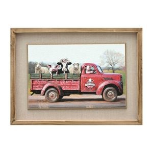 P&P Multicolour Farm Animals Canvas Print With Fir Wood Frame For Wall Décor