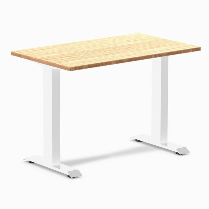 Desky Fixed Height Mini Bamboo Desk 1000x600mm White Frame