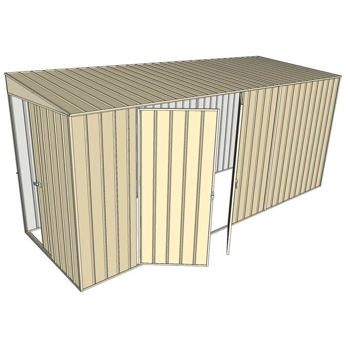 Build-a-Shed 1.5 x 4.5 x 2m Double Hinged Side Door Skillion Shed - Cream
