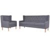 vidaXL Sofa Set 2 Piece Fabric Grey Couch Lounge Seat Living Room Furniture