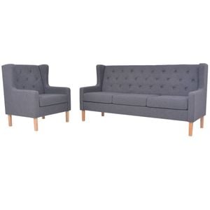 vidaXL Sofa Set 2 Piece Fabric Grey Couch Lounge Seat Living Room Furniture