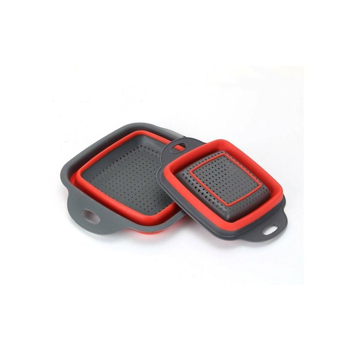 Square Draining Basket Collapsible Silicone Kitchen Storage  Fruit and Vegetable Basket Folding Filter