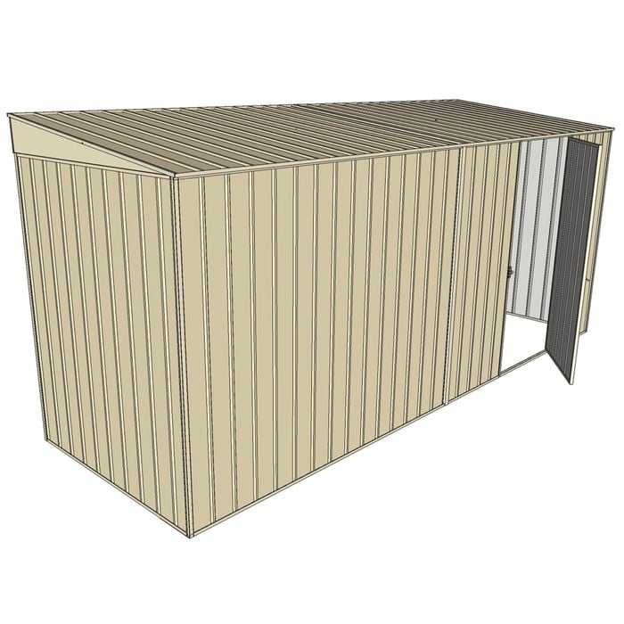 Build-a-Shed 1.5 x 4.5 x 2m Single Hinged Side Door Skillion Shed - Cream
