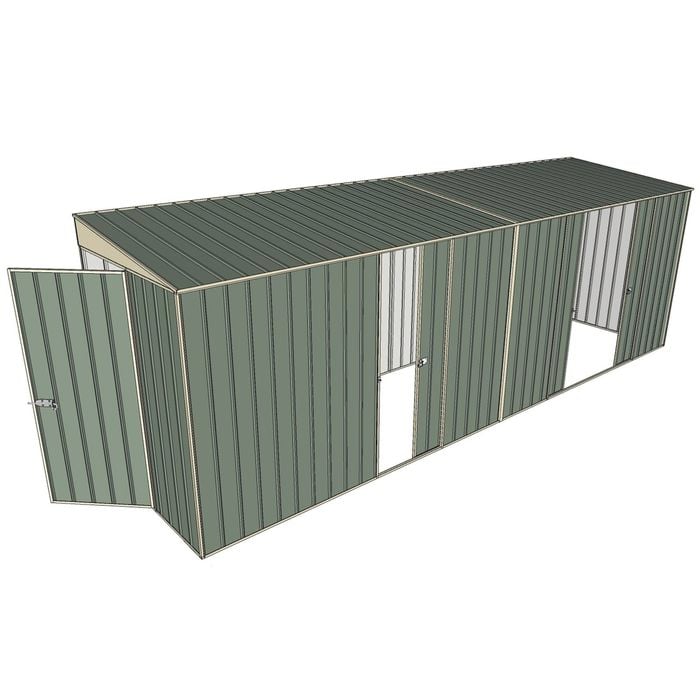 Build-a-Shed 1.5 x 6 x 2m Single and Double Sliding Side Door Skillion Shed - Green