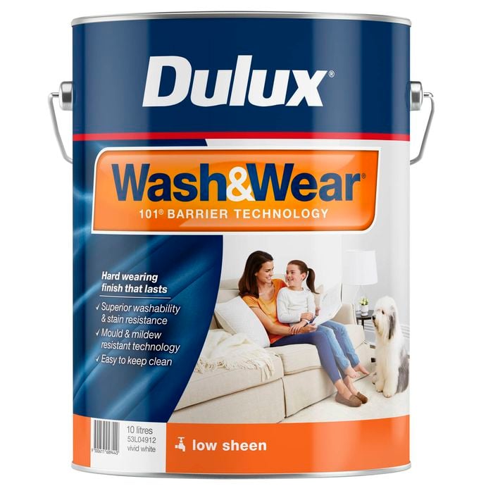 Dulux 10L Vivid White Low Sheen Wash&Wear Interior Paint