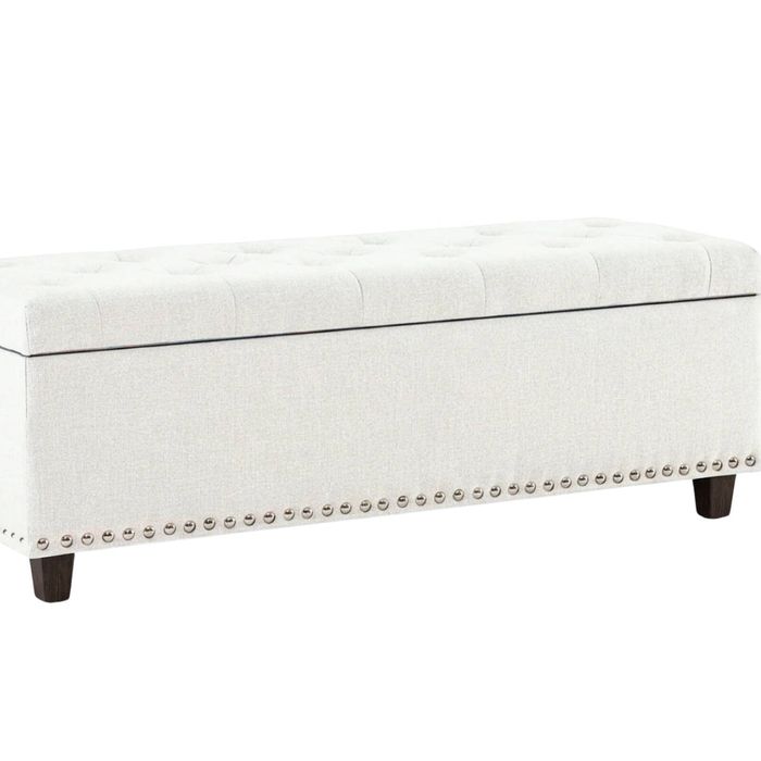 Toby Linen Ottoman Bench with Storage - Beige