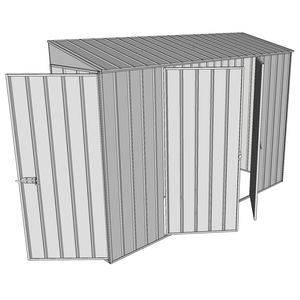 Build-a-Shed 0.8 x 3 x 2m Hinged Door Tunnel Shed With Double Hinged Side Doors - Zinc