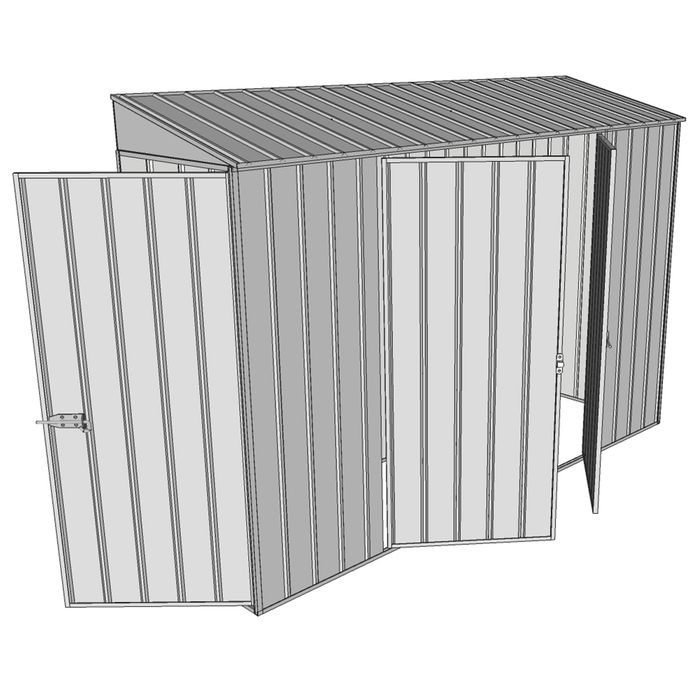 Build-a-Shed 0.8 x 3 x 2m Hinged Door Tunnel Shed With Double Hinged Side Doors - Zinc